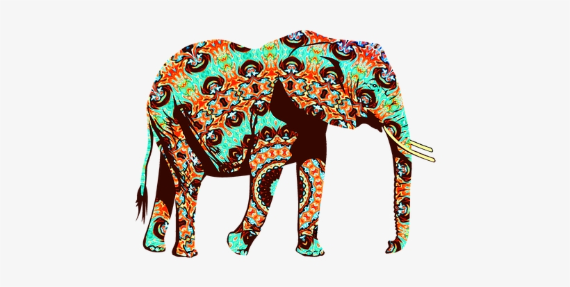 Animal Elephant Zoo Zoo Animals Wild Natur - Colorful Elephant Tribal And Pop Fu Shower Curtain, transparent png #2498623