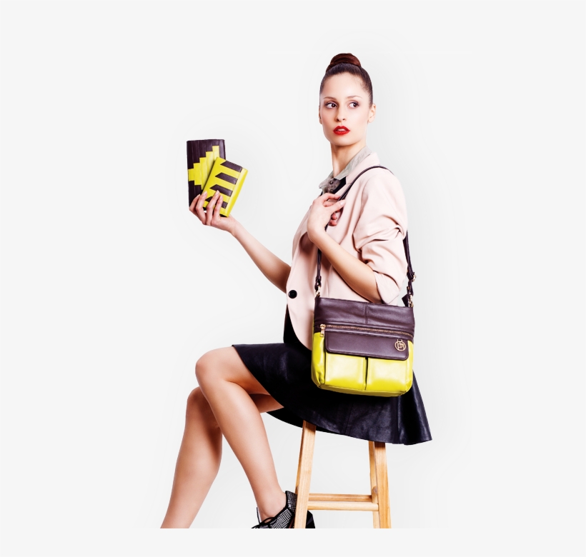 Leather Purses - Fashion Model With Purse Png, transparent png #2499694