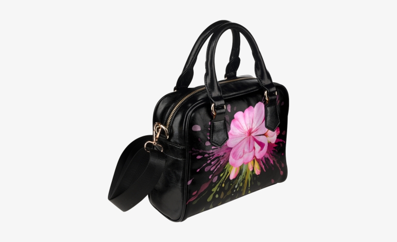 Pink Flower Color Splash, Watercolor Shoulder Handbag - Snoopy Women Shoulder Handbag, transparent png #2499809