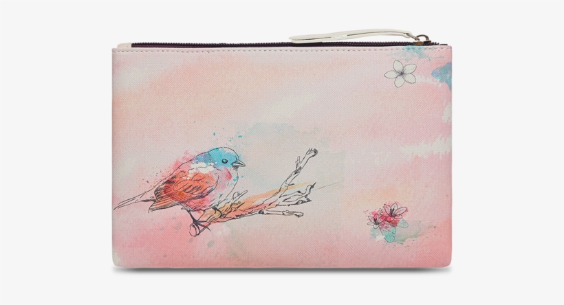 Watercolor Bird Small Zip Pouch - Wallet, transparent png #2499892