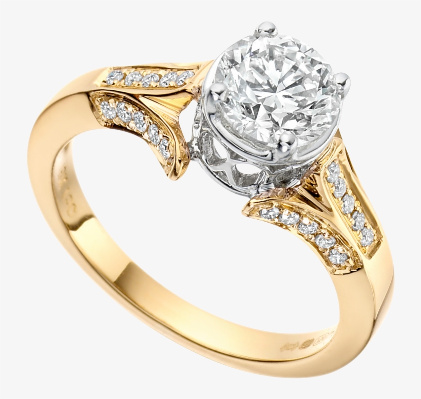 Yellow Gold Solitaire Engagement Ring With Diamond - Fancy Ring Png, transparent png #251242