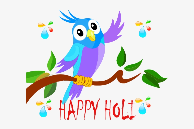 Very Happy Holi - Cute Cartoon Parrot - Free Transparent PNG Download -  PNGkey
