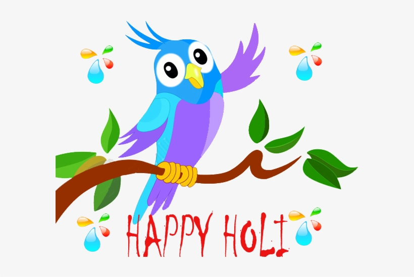 Very Happy Holi - Cute Cartoon Parrot, transparent png #251796