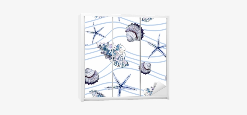Seamless Marine Pattern With Shells, Starfish And Blue - Sfondo Marino Bianco, transparent png #253105