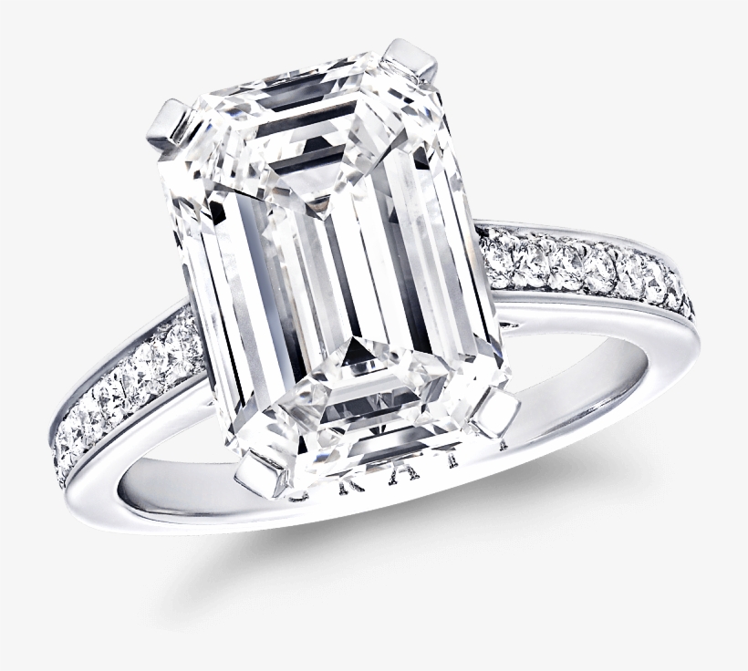 A Classic Graff Ring Featuring An Emerald Cut Diamond - Engagement Ring, transparent png #253638