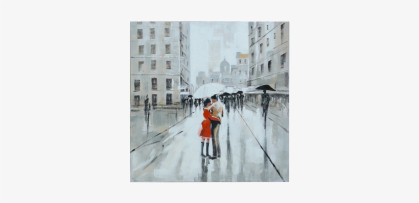 Painting Couple Under Umbrella Wd8 -grey - Painting, transparent png #254053