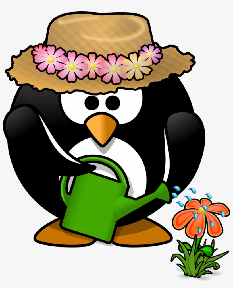 Spring Clipart Penguin - Penguin Gardening, transparent png #254158