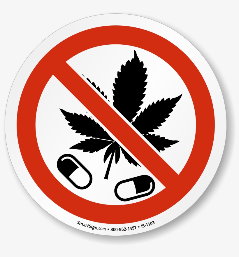 No Drugs Marijuana Leaf Iso Sign - No Alcohol Or Drugs Sign, transparent png #255319