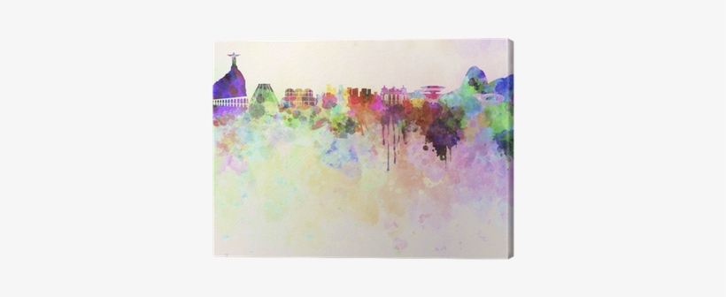 Rio De Janeiro Skyline In Watercolor Background Canvas - Skyline Rio De Janeiro, transparent png #255641