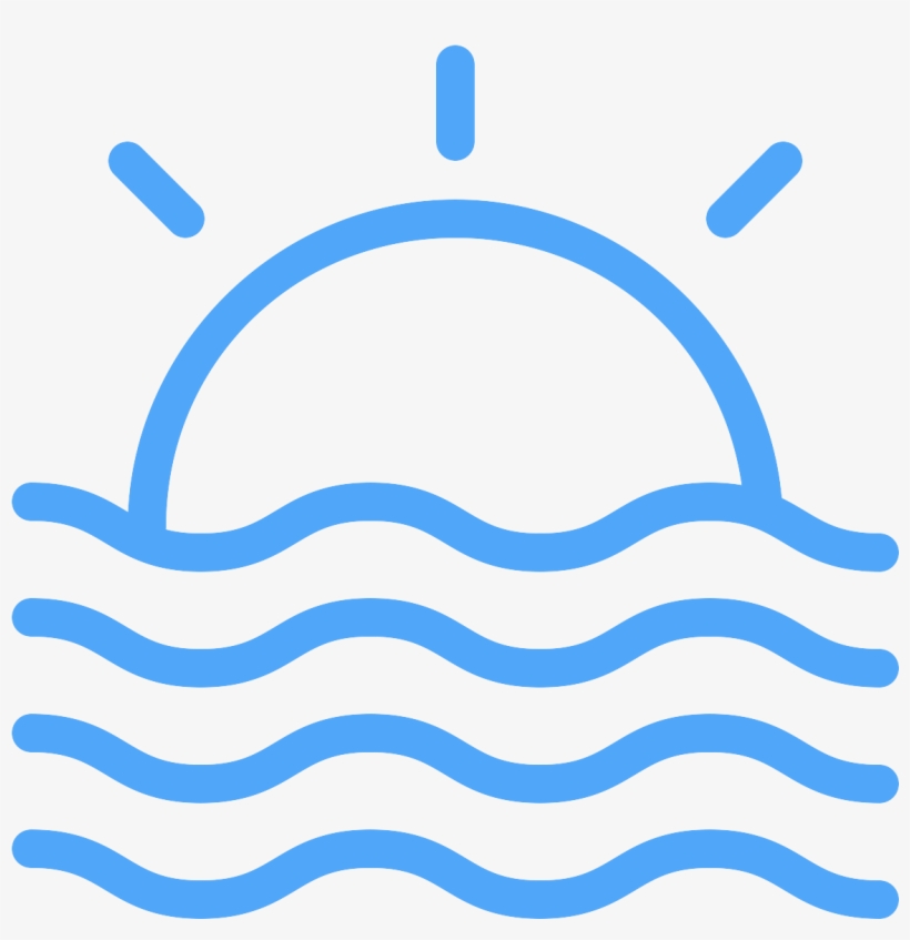 Icon Of Sun Setting Behind Ocean Waves - Vector Graphics, transparent png #256393