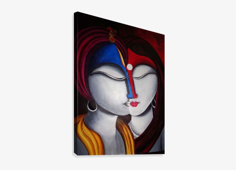 Banner Freeuse Download Spiritual Fusion - Acrylic On Canvas Radha Krishna Paintings, transparent png #256679