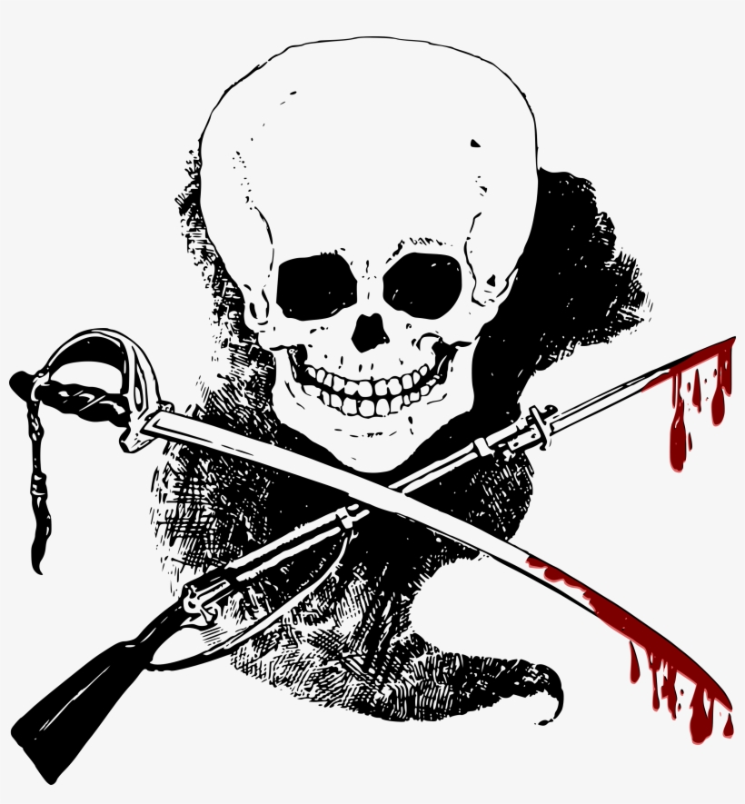 Skull, Gun, Sword And Blood Banner Royalty Free Download - Gun And Sword Cross, transparent png #257457