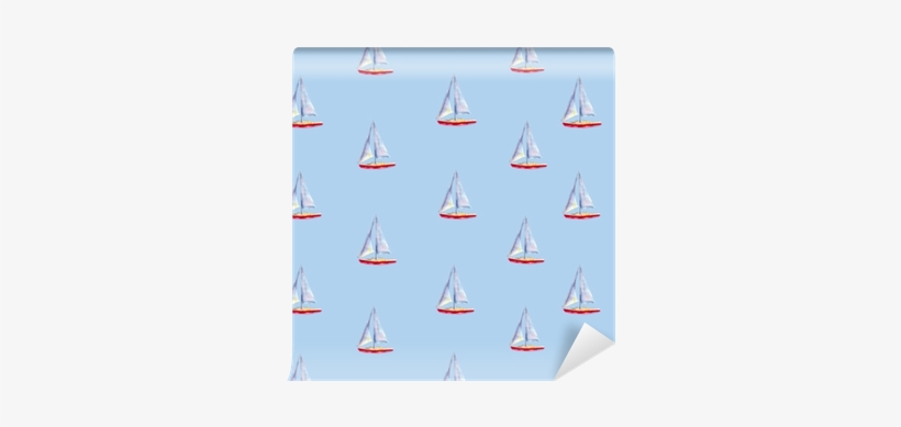 Watercolor Seamless Pattern With Sailboats, Bright - Sail, transparent png #257497
