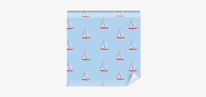 Watercolor Seamless Pattern With Sailboats, Bright - Sail, transparent png #257497