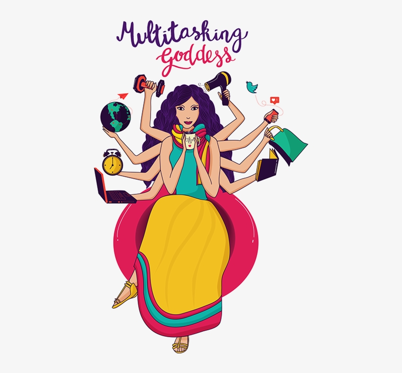 Durga Drawing Animated - Modern Indian Woman Illustration, transparent png #257502