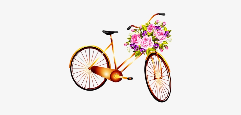 Bicycle, Basket With Flowers - Vintage Background Bicycle, transparent png #2502452