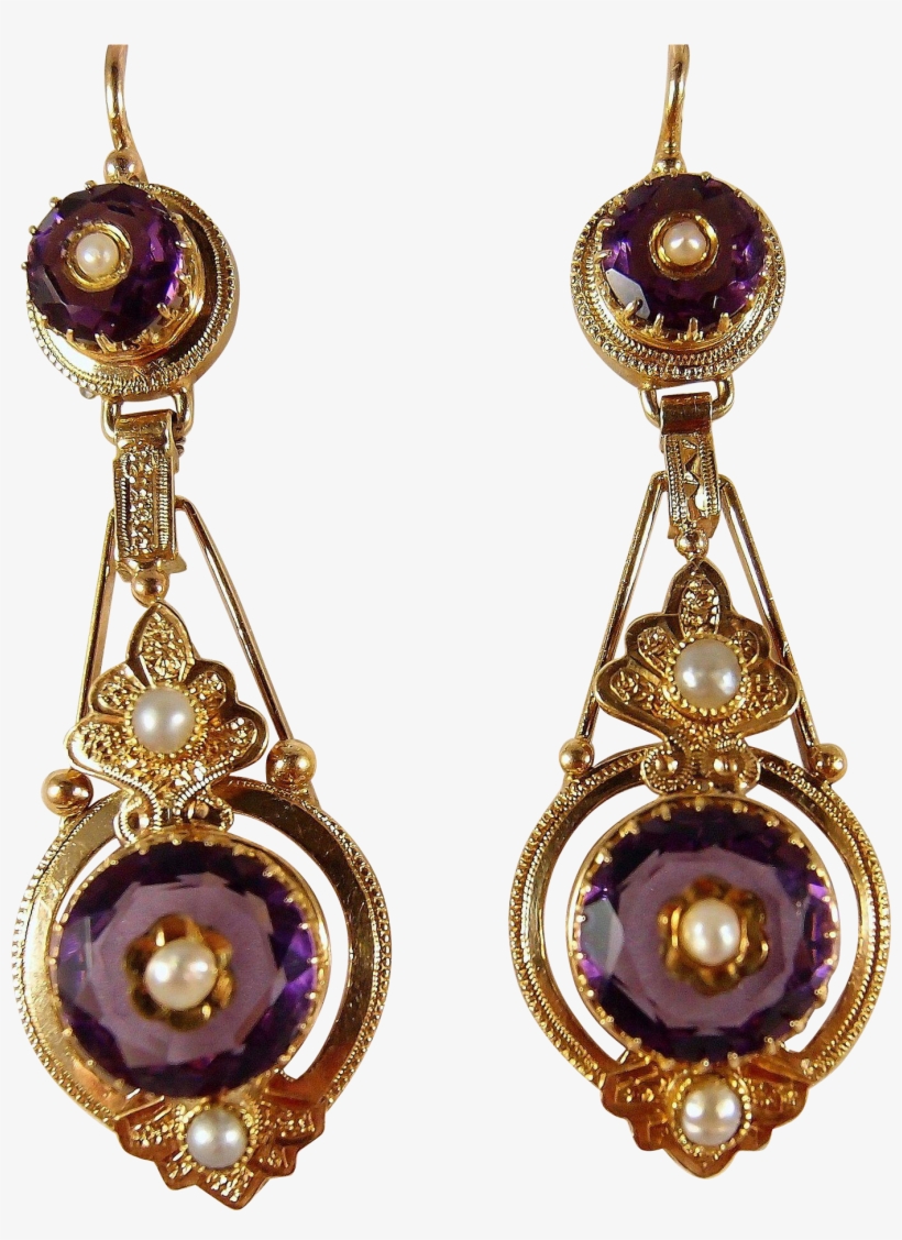 Sold Etruscan Revival Victorian Era Dangling Earrings - Victorian Jewelry Png, transparent png #2502905