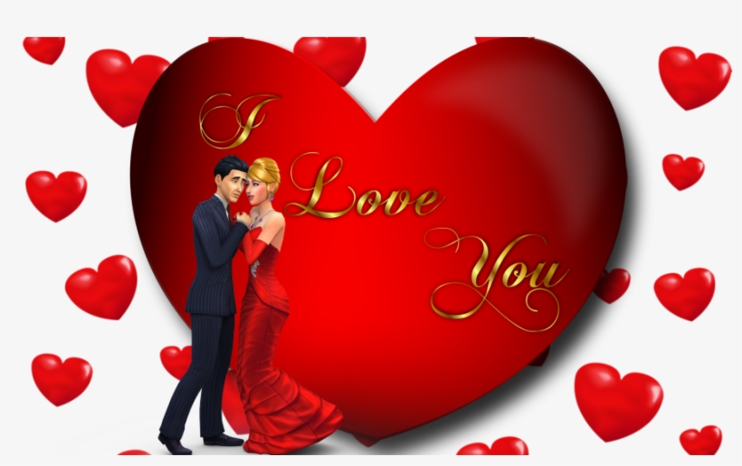 I Love You Loving Couple Red Heart Desktop Hd Wallpaper - Love U Photos Download, transparent png #2504531