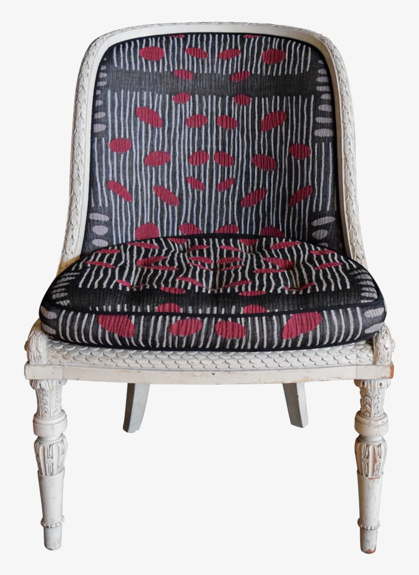 Antique Occasional Chair With Japanese Fabric Upholstery - Chair, transparent png #2506134