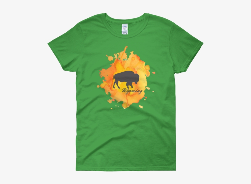 Wyoming Watercolor Burst Bison - Astonishing Goods Baseball Mom Tee. Cute Lady T Shirt., transparent png #2507337