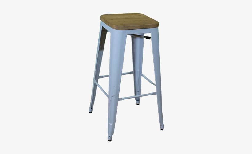 White Tolix Bar Stool With Timber Seat - Set Of 4 - Metropolis Metal Backless Counter Stool, transparent png #2507574