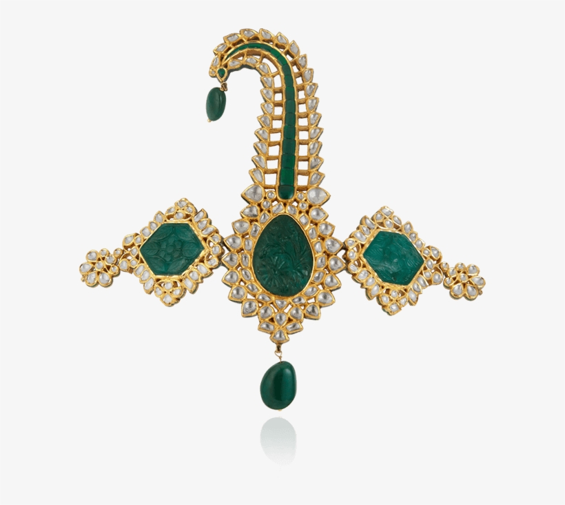 Polki & Emerald Sarpech - Jaipur, transparent png #2507713