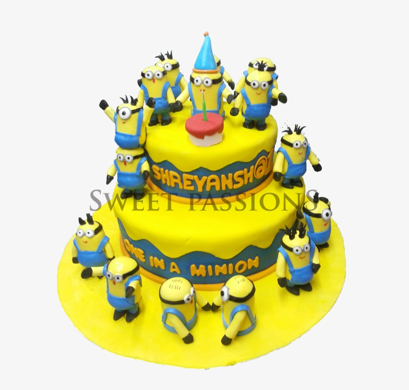 2 Tier Minion Party Time Cake - 2 Layer Minion Cake, transparent png #2508027