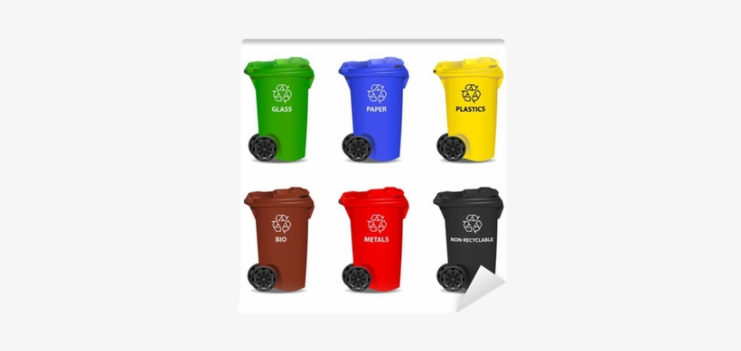 Set Of Colorful Recycling Bins - Proper Waste Disposal, transparent png #2510239