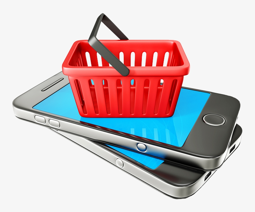 Shopping Basket Sitting On Phone - Online Shopping Png Transparent, transparent png #2510679