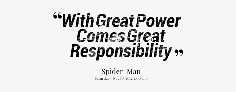 But I Would Argue That With Great Privilege Comes Great - Said With Great Power Comes Great Responsibility, transparent png #2511185
