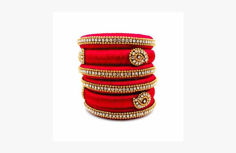 Sale Silk Thread Jewellery Set - Silk Thread Bangles Red Color Design, transparent png #2511741