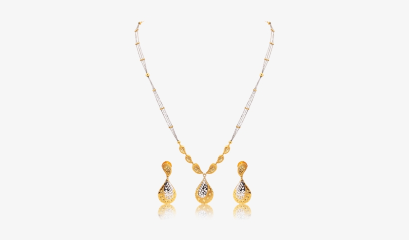 Beautiful Golden Raindrops Chain Set - Beautiful Golden Jewellery Sets, transparent png #2511848