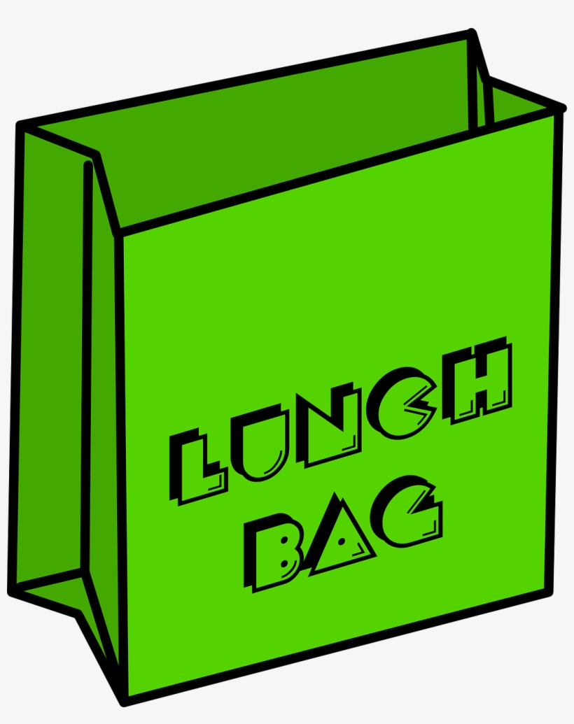 Green Bag With Lunch Bag Written On It - Lunch Bag Cartoon, transparent png #2512465
