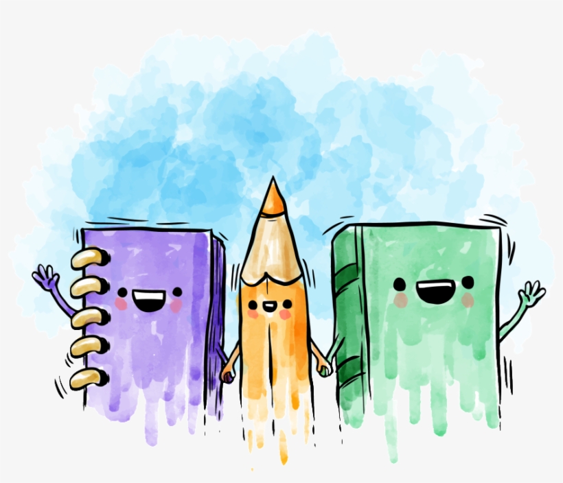 Hand Painted Watercolor Cartoon Pencil Book Transparent - Medjunarodni Dan Srednjoskolaca, transparent png #2515853
