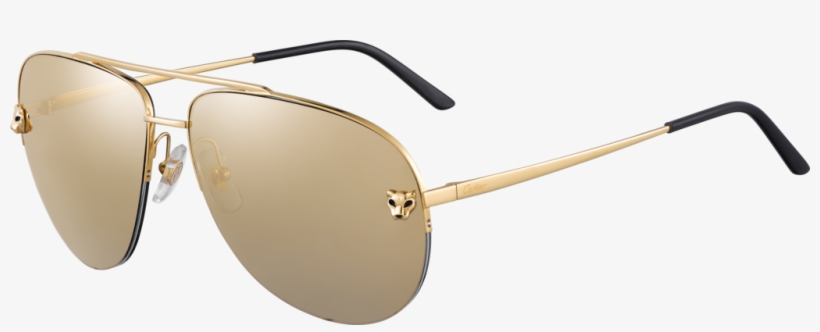 Panthère De Cartier Sunglassesmetal, Smooth Golden - Cartier Sunglasses 2017 Men, transparent png #2518114