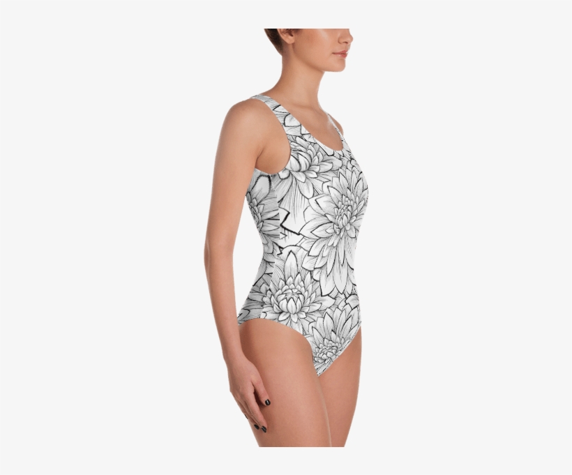 Download Ladies Fun Wear Sexy White Lotus Flower One Piece Swimsuit Mockup Free Free Transparent Png Download Pngkey