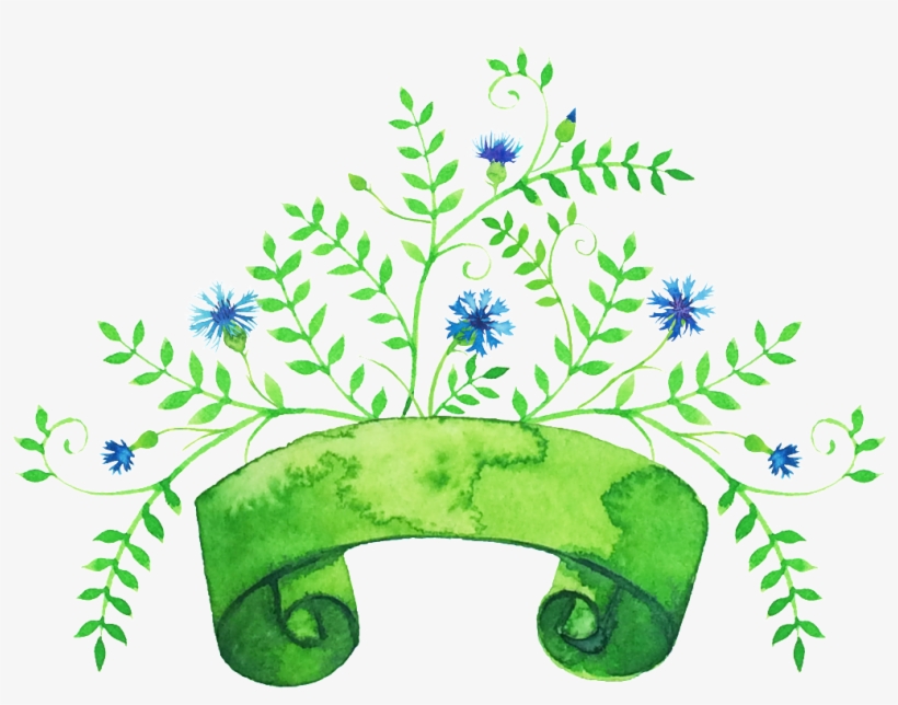 Beautiful Hand-painted Hd Green Leaf Png - Titulo Con Plantas, transparent png #2519063