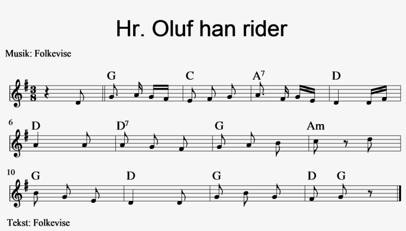 Oluf Han Rider - Sheet Music, transparent png #2519429