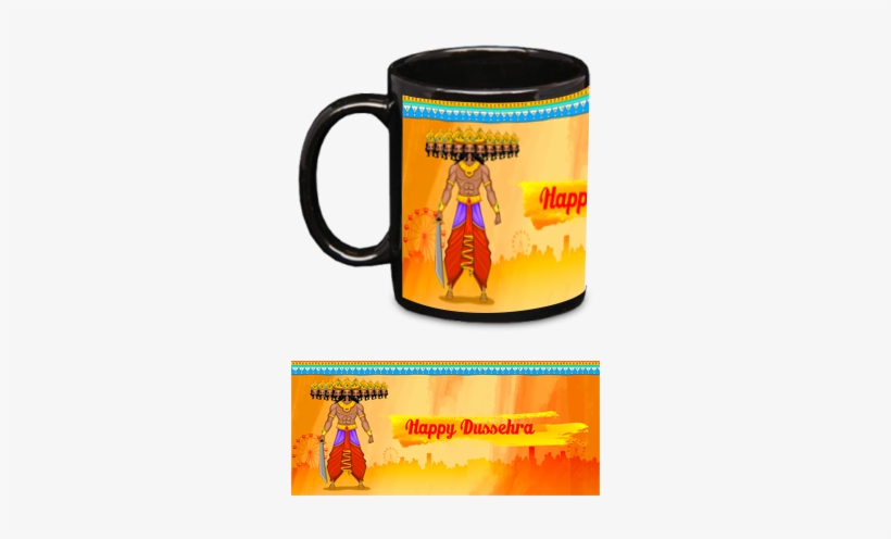 Ravan Wishing Happy Dussehra Black Patch Mug - Coffee Cup, transparent png #2520965