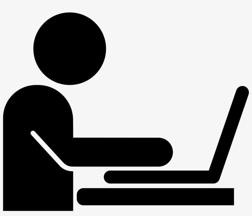 Man Working On A Laptop From Side View Comments - Person With Computer Icon Png, transparent png #2521378