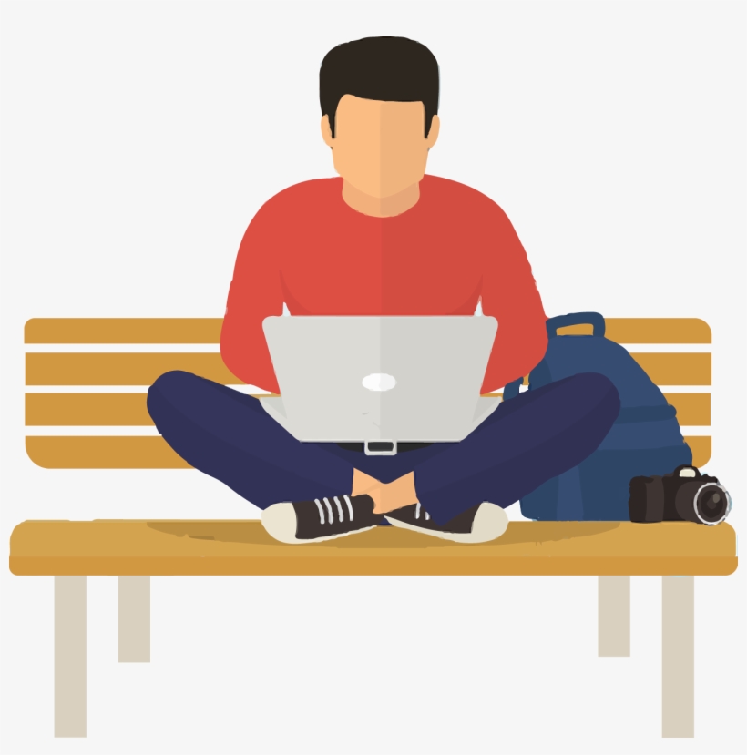 Guy With Laptop - Man Sitting Png Cartoon Laptop - Free Transparent PNG  Download - PNGkey