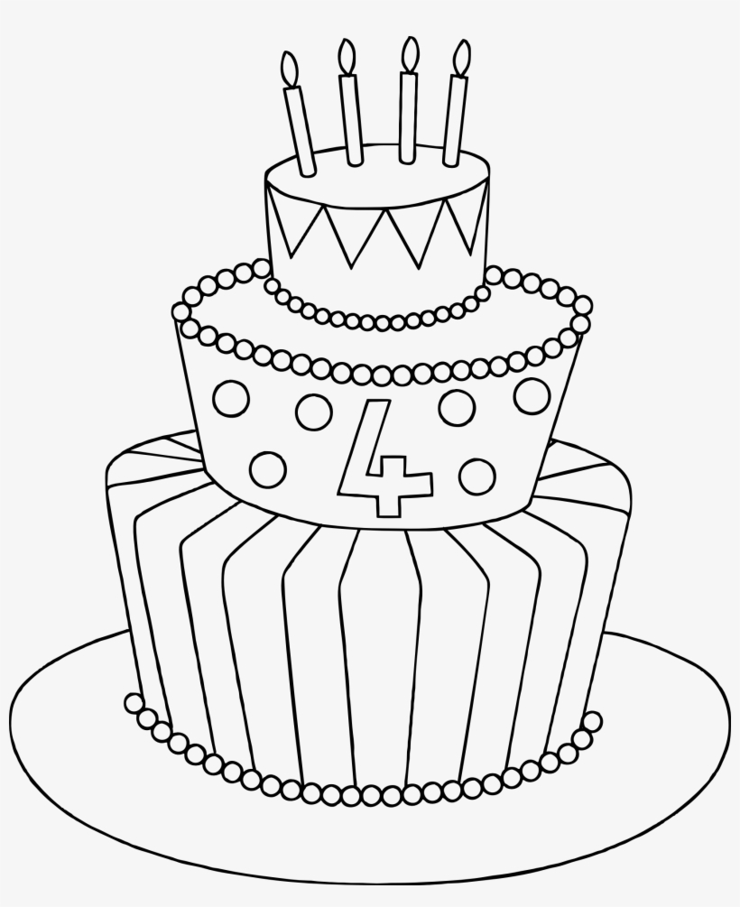 Simple Clipart Birthday Cake - Easy Simple Birthday Cake Drawing, transparent png #2522203