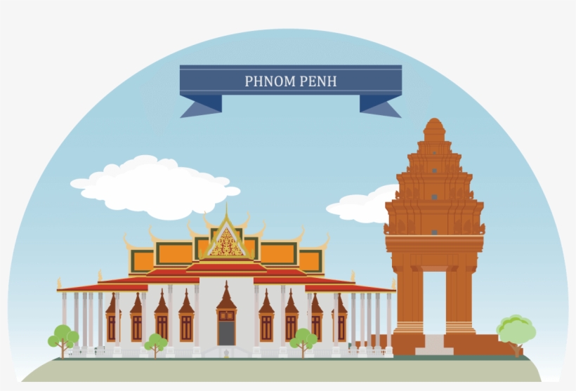 Cambodia Drawing Temple Laos - Phnom Penh Clipart, transparent png #2523957