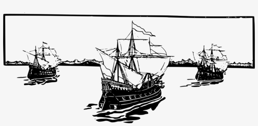 Ship Clipart Brigantine Caravel Ship - Old Ships Clipart Black And White Free, transparent png #2525502