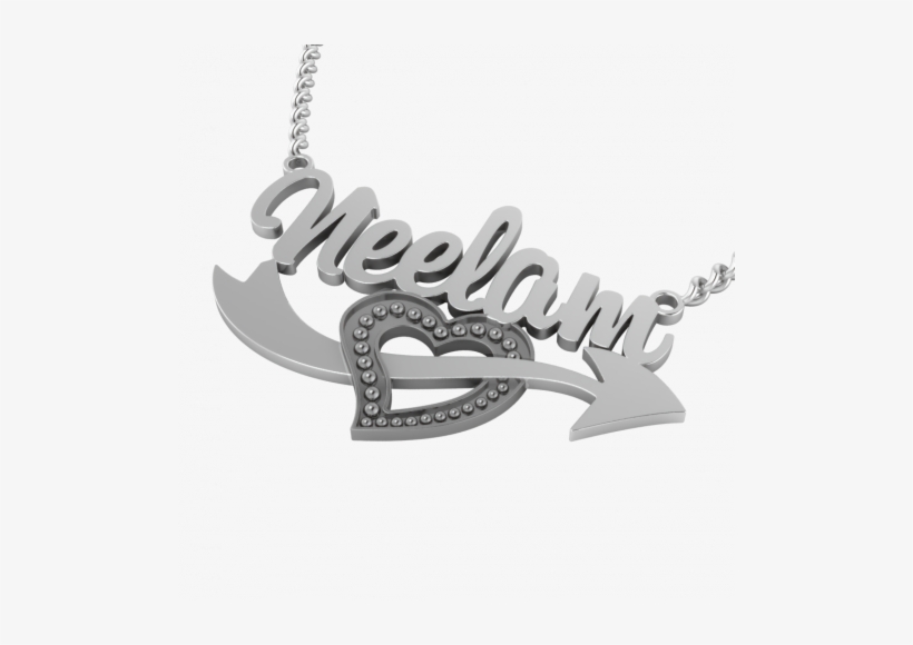 Stylish Personalized 3d Name Necklace With Cupid Heart - Necklace, transparent png #2525671