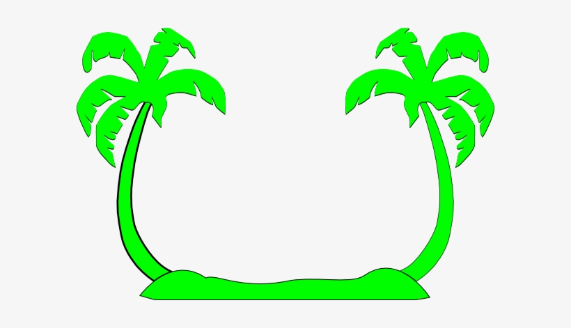 Palm Tree Clipart Double - Beach Silhouette Clip Art, transparent png #2526298