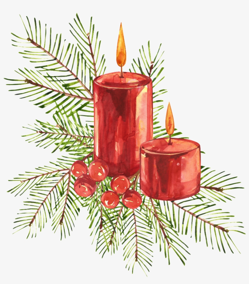 Christmas Candle Png Transparent - Christmas Candle Illustration, transparent png #2529775