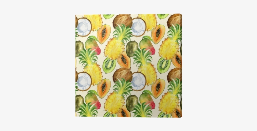 Seamless Pattern With Tropical Exotic Fruits - Tropical Fruit Print Fabric, transparent png #2531801