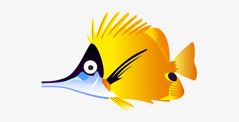Cartoon Fish Sea Tropical Yellow Fish Fish - Fish Cartoon Image Png, transparent png #2534007
