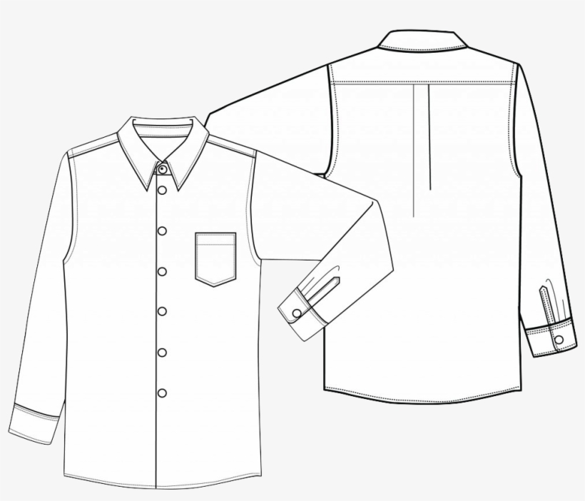 Drawn Shirt Mens Shirt - Tailored Shirt Technical Drawing, transparent png #2535450